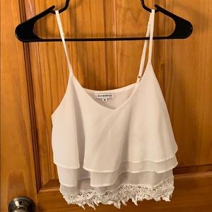 White ruffle layer tank